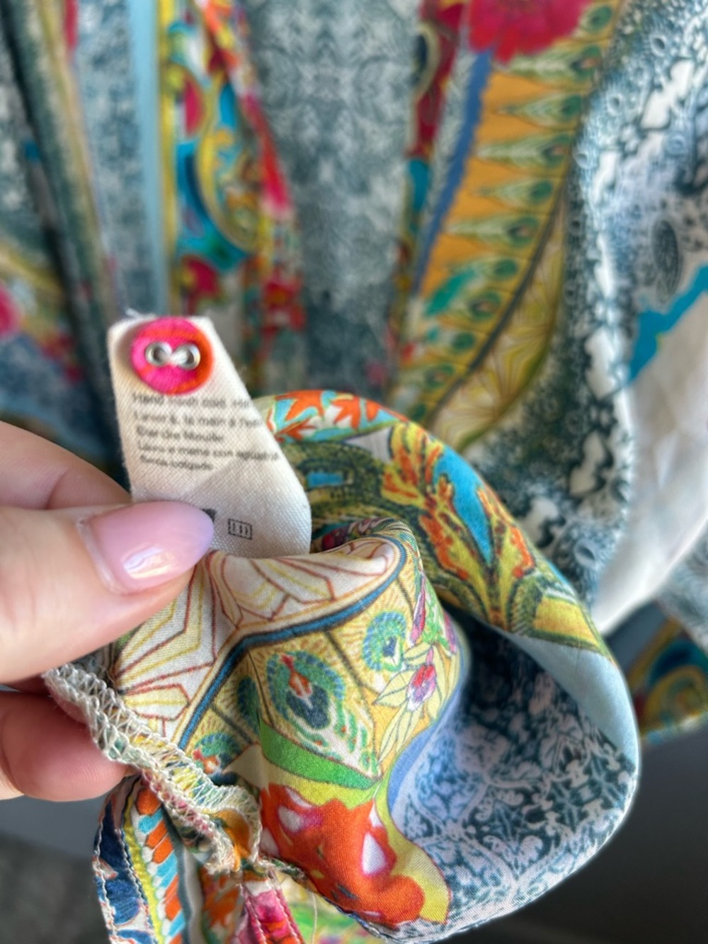 Johnny Was Silk Boho Tunic Blouse Oversized Floral Print Size S coastal boho #78 - Picture 9 of 10